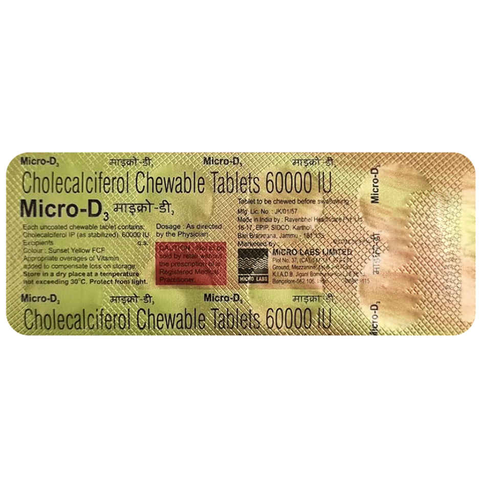 Micro-D3 60000IU Vitamin D3 Chewable Tablet