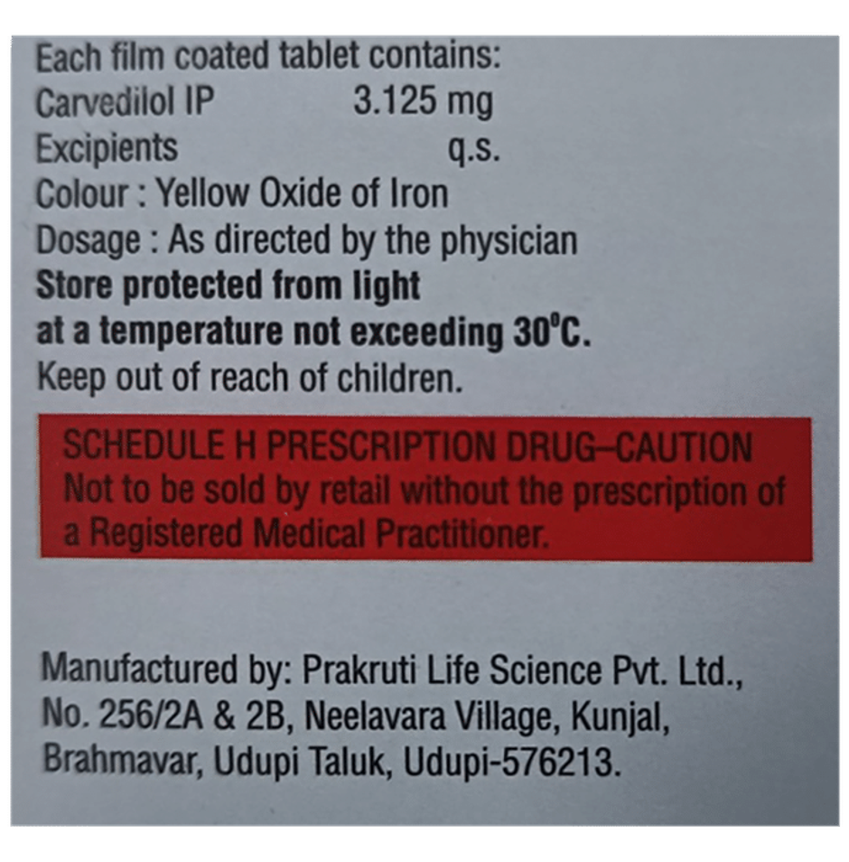 Carvistar 3.125 Tablet