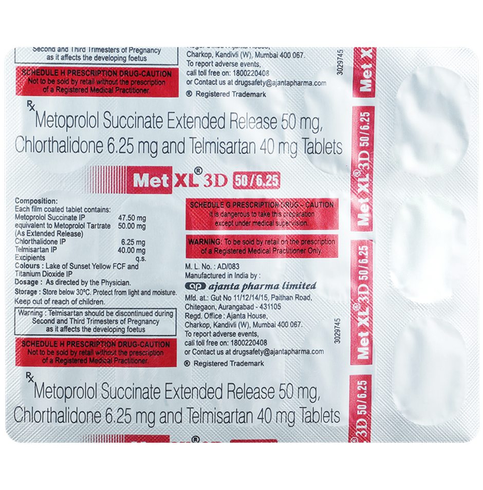 Met XL 3D 50/6.25 Tablet ER