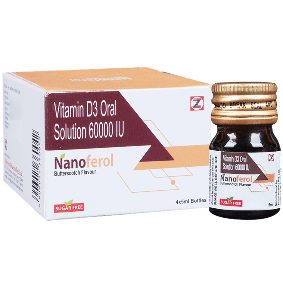 Nanoferol Vitamin (D3) Butterscotch Flavour Sugar Free Oral Solution