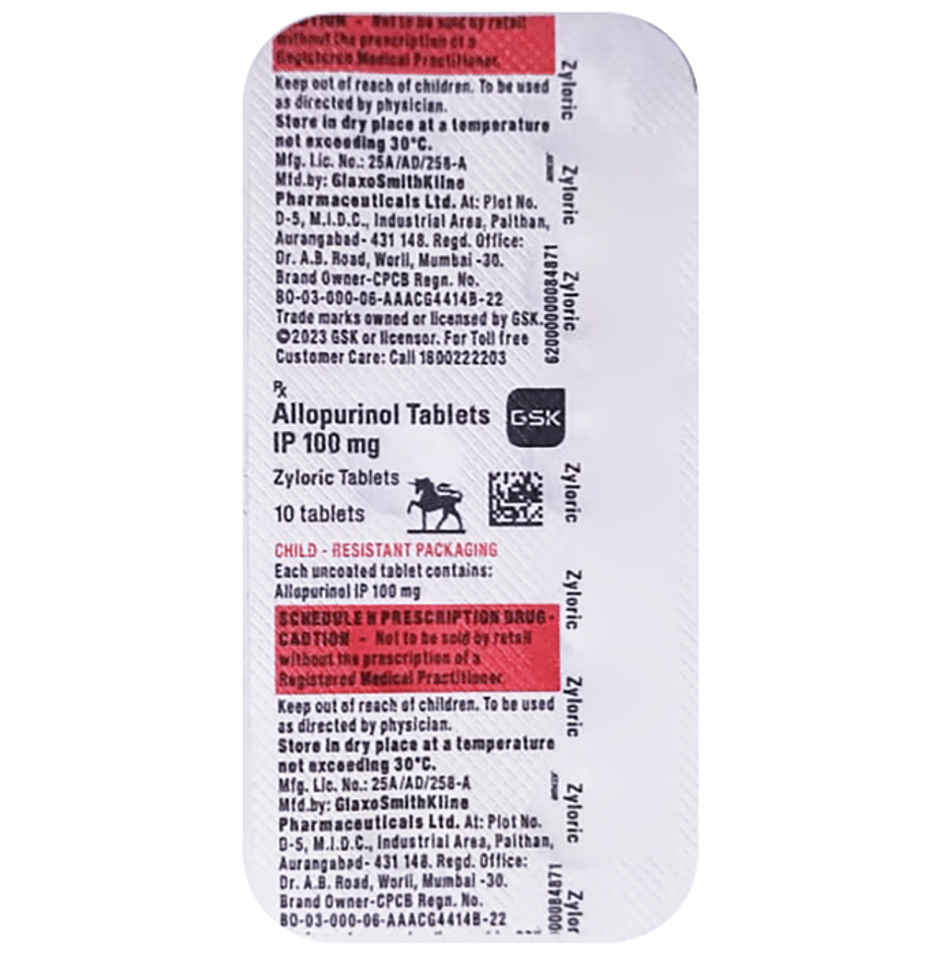 Zyloric 100mg Tablet
