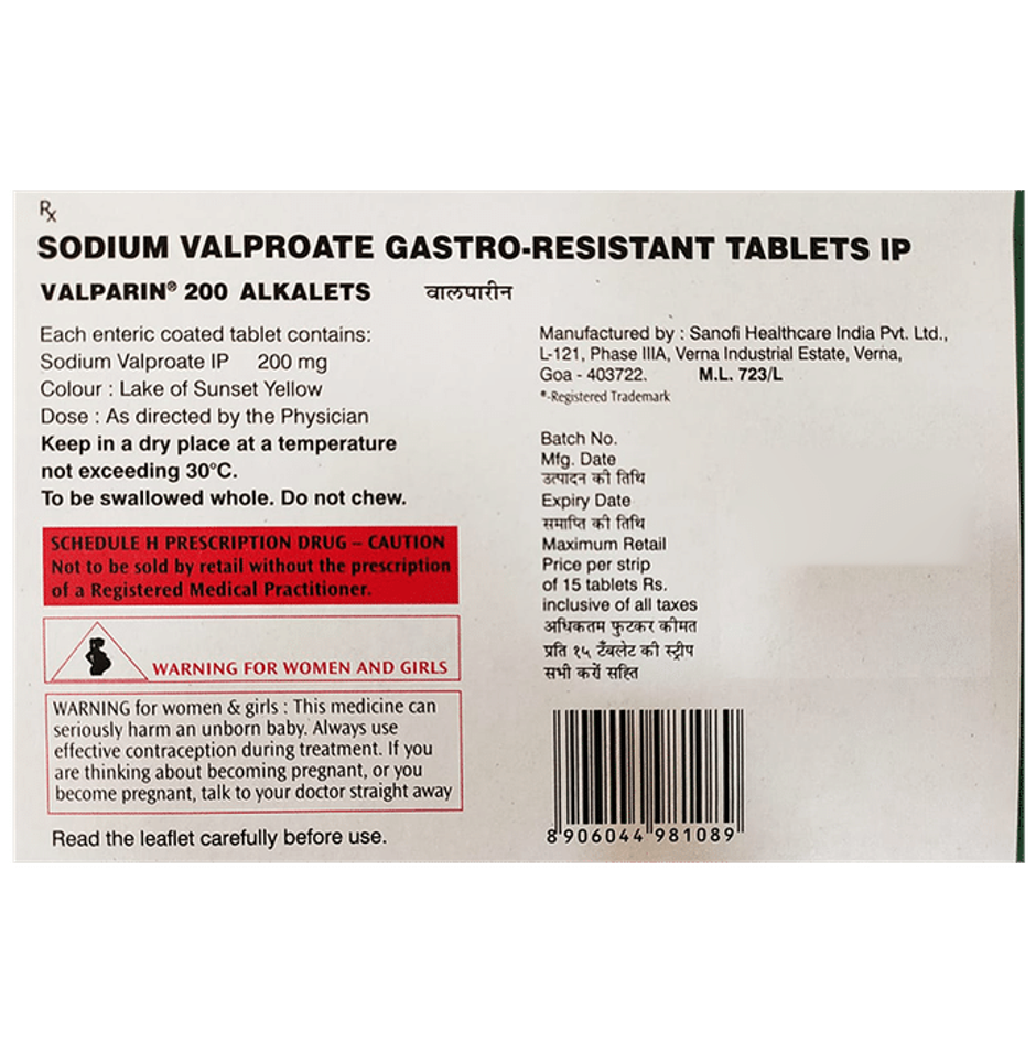 Valparin 200 Alkalets Tablet