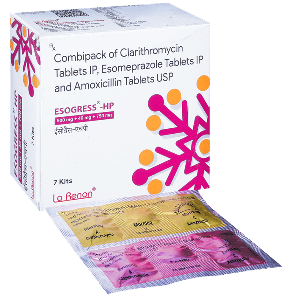 Esogress-HP 500mg+40mg+750mg Tablet