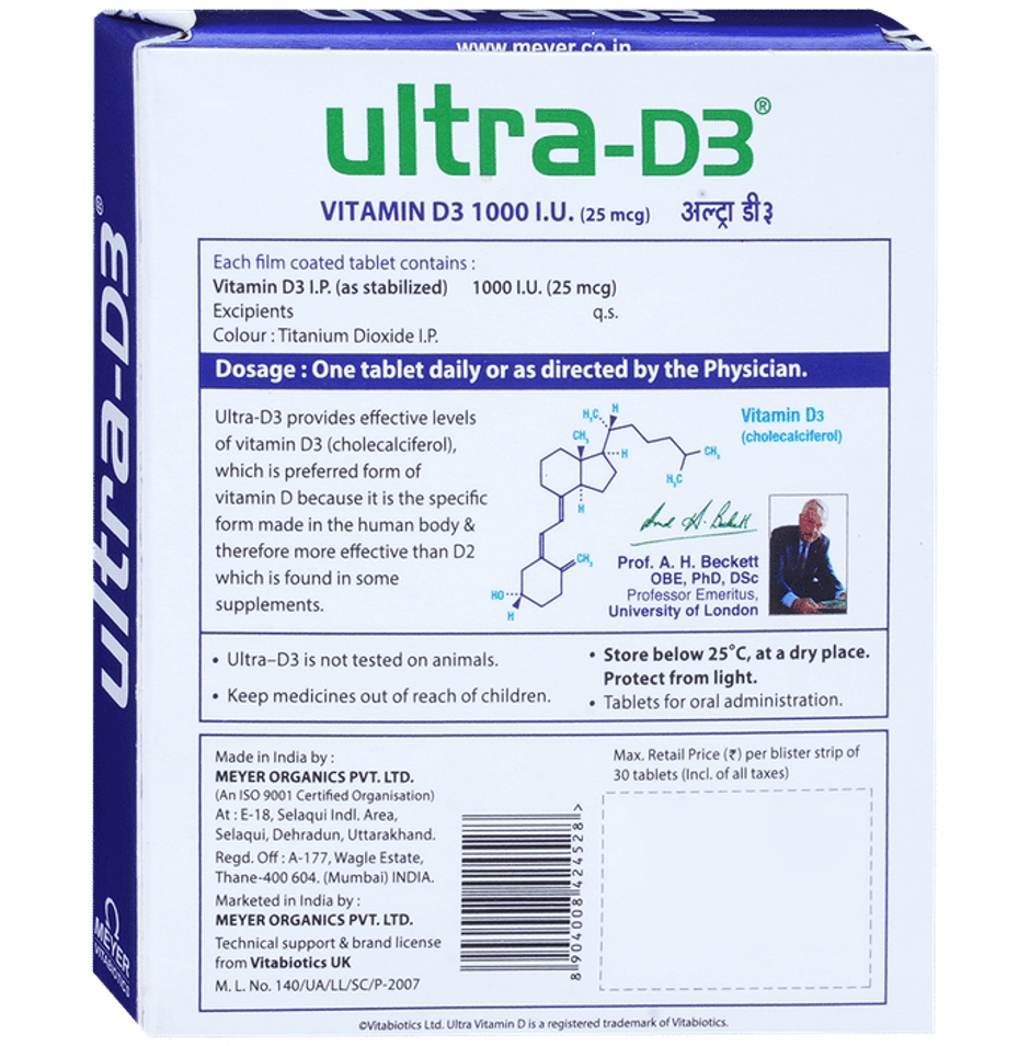Ultra-D3 1000IU Vitamin D3 Tablet