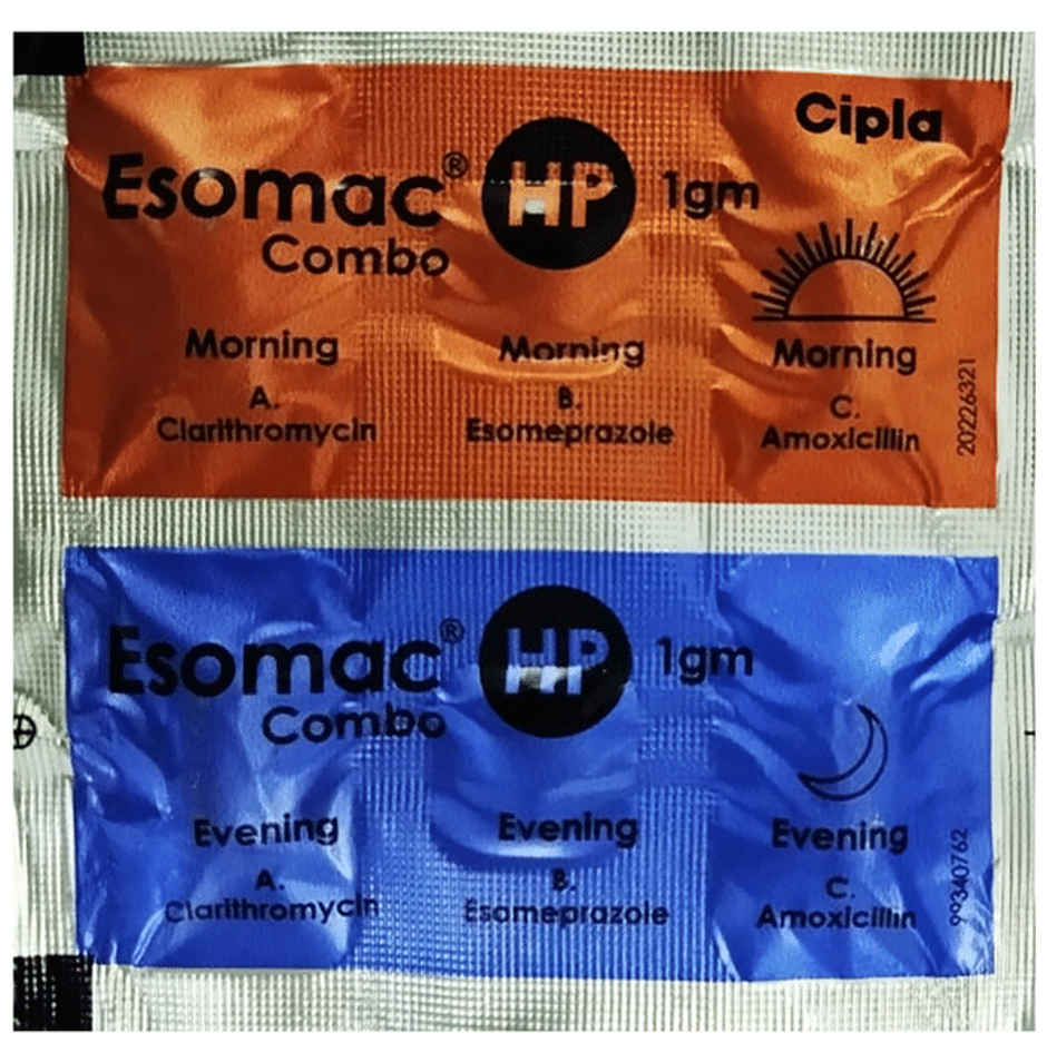 Esomac HP 750mg/500mg/40mg Tablet Combikit