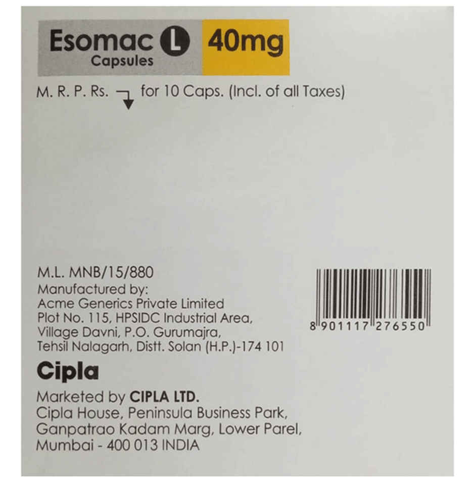 Esomac L 40mg Capsule