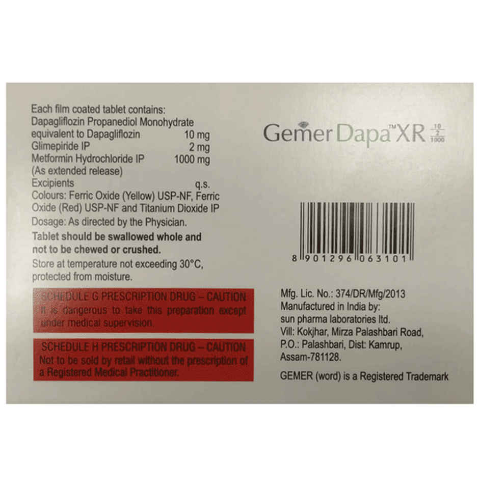 Gemer Dapa XR 10/2/1000mg Tablet