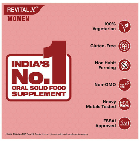 Revital H for Woman with Multivitamins,Calcium& Natural Ginseng for Daily Immunity(30 Tablets)