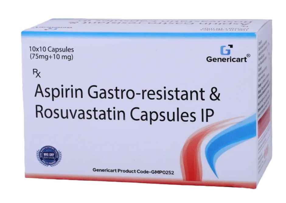 Genericart Rosuvastatin 10 Mg + Aspirin 75 Mg Capsule