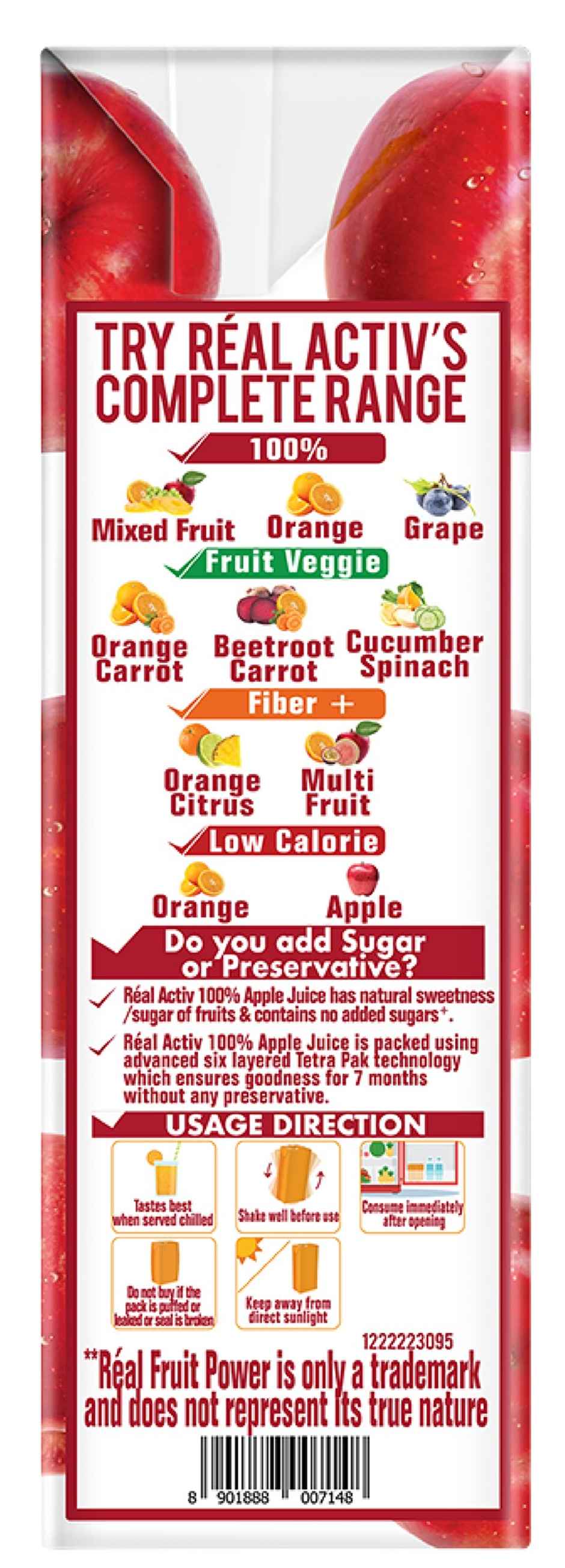 Real Activ Real Apple Juice With No Added Sugars & Preservative