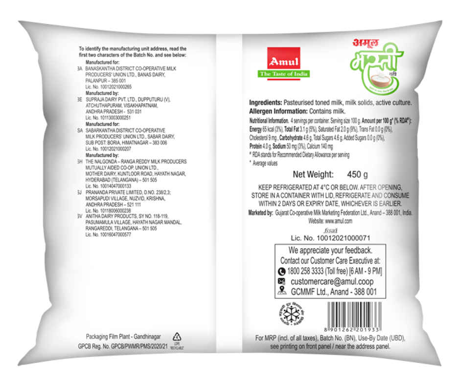 Amul Masti Curd Pouch(1pc) & Coriander Leaves(1pc) Combo