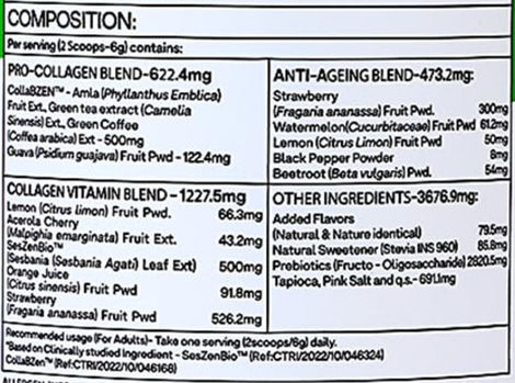 OZiva Vegan Skin Radiance Collagen Powder Supplement - Watermelon