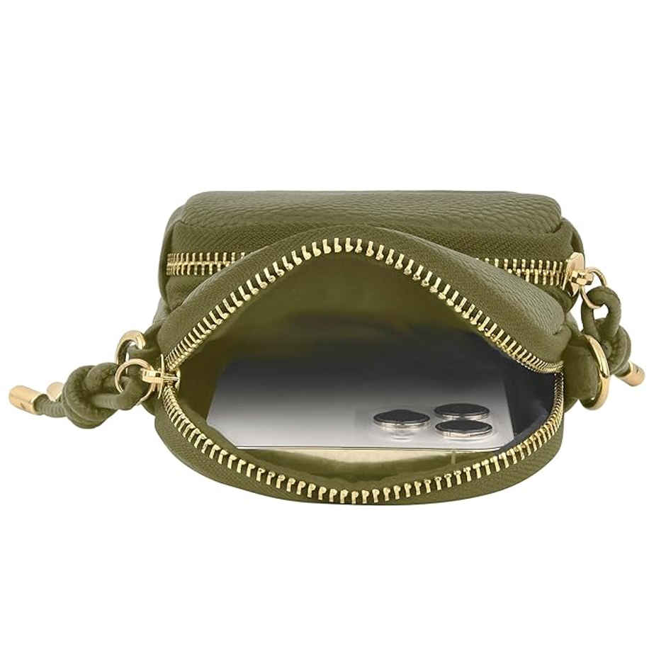 Accessorize London Women's Webbing Strap Phone Bag | Green