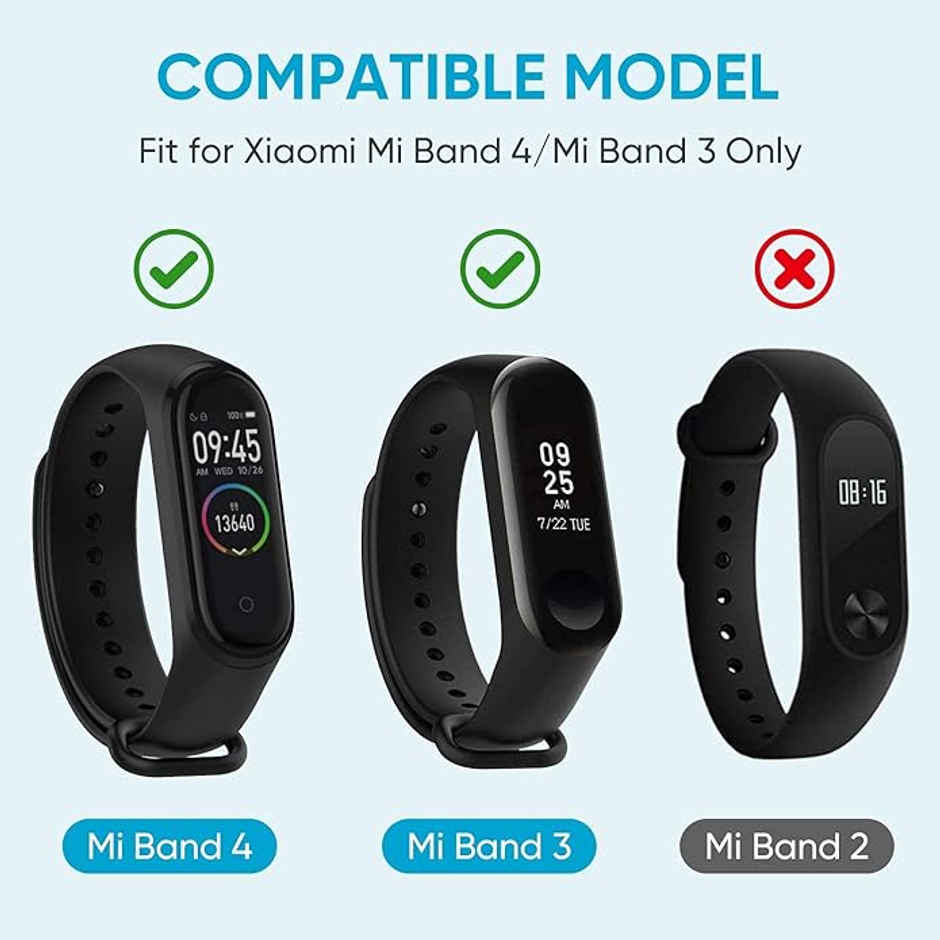 Sounce Adjustable Silicone Strap for Xiaomi Mi Band 3-4 | Not Compatible with Mi Band 1-2 (Black)