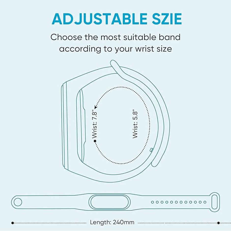 Sounce Adjustable Silicone Strap for Xiaomi Mi Band 3-4 | Not Compatible with Mi Band 1-2 (Black)