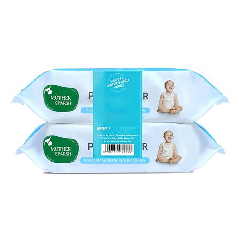 Mother Sparsh Water Baby Wipes For Kids | 0 - 3 years | 72 Pulls Per Pack