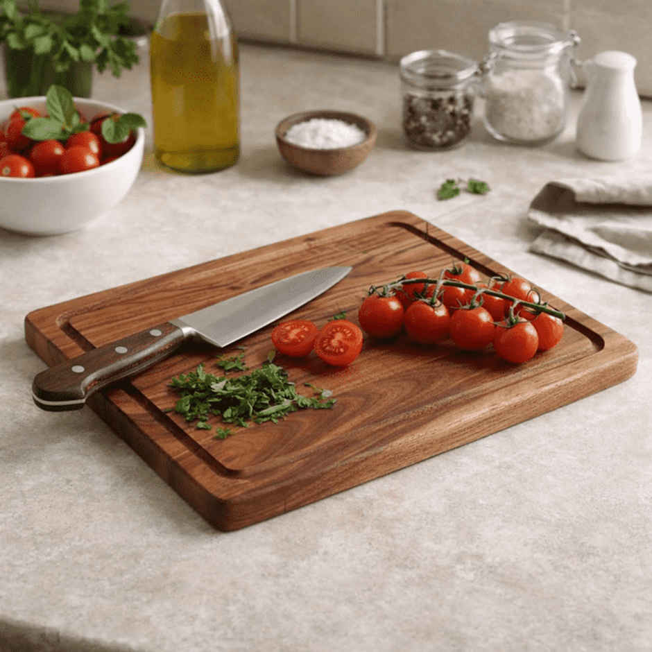 Estoria Collective Acacia Wood Chopping Board 37x25cm with Juice Groove