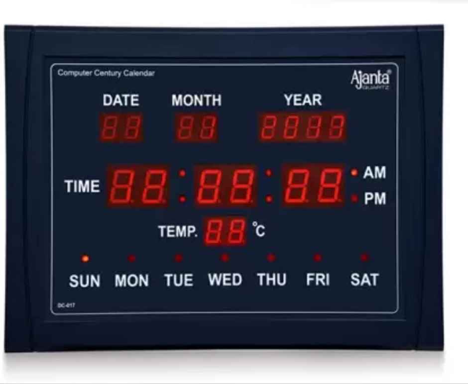 Ajanta Digital 30 cm x 40 cm Wall Clock (Black With Glass Standard)