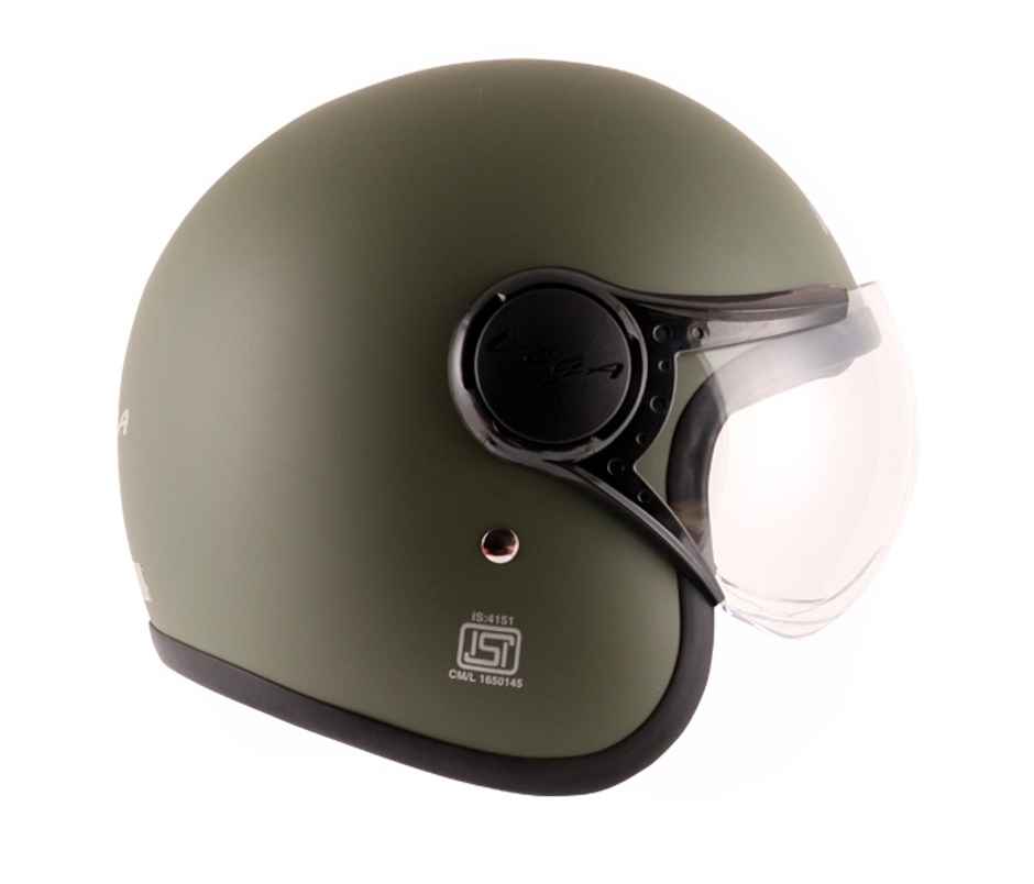 Vega Jet W/Visor Dull Army Green Helmet-L