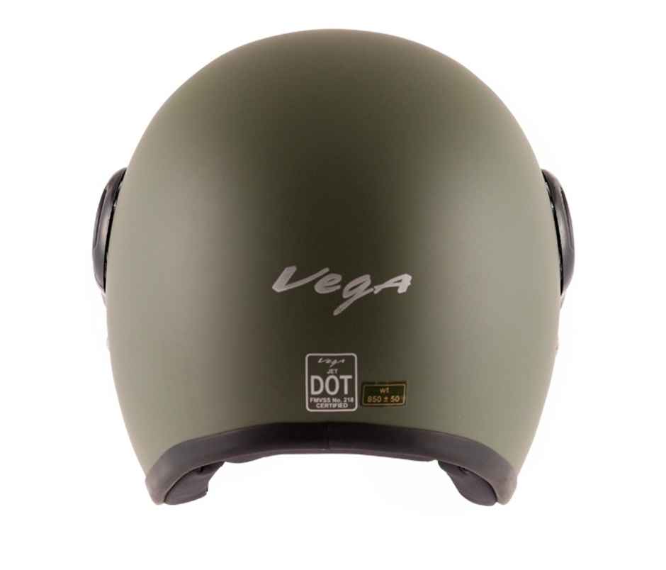 Vega Jet W/Visor Dull Army Green Helmet-L