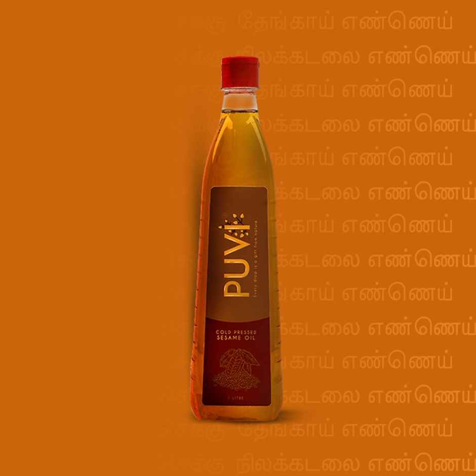 Puvi Gingelly (Sesame-Til) Cold Pressed Oil | Sesame Oil - Virgin - Chekku | Ghani
