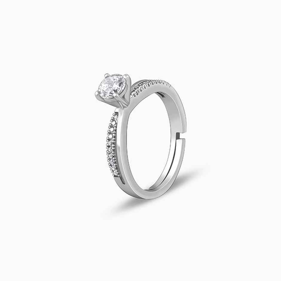 Giva Silver Zircon Layered Ring