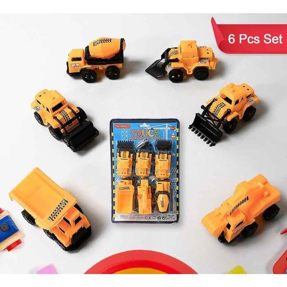 Fablue Toy Truck Car For Kids - Automobile Construction Toy Car For Toddlers - Set Of 6