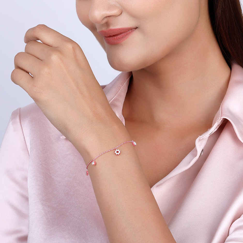 Giva Anushka Sharma Rose Gold Flower Charm Bracelet | BR0112