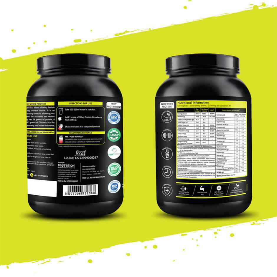 Protrition Whey Protein, Strawberry Rush