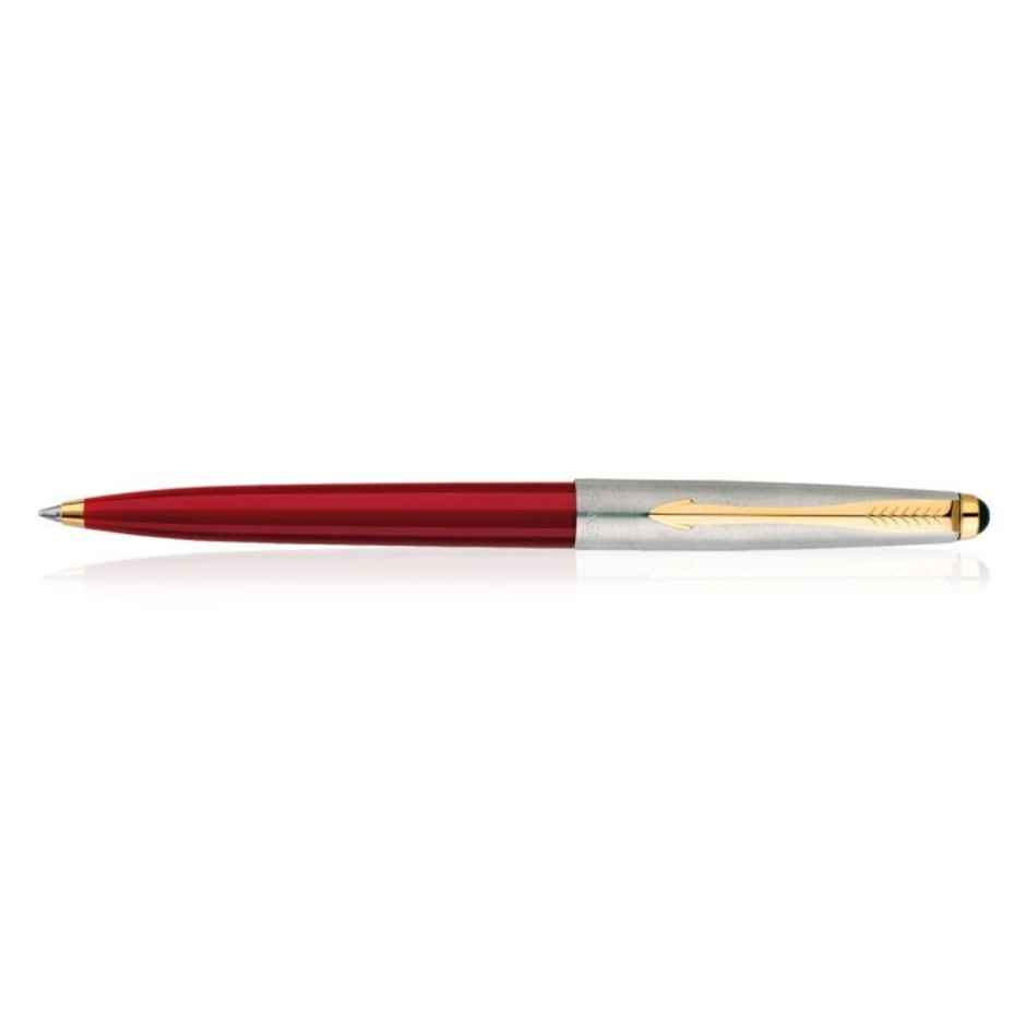 Parker Galaxy Standard Gold Trim Ball Pen| Red Body Color| Ink Color | Blue