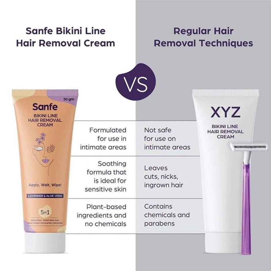Sanfe Hair Removal Cream with Aloe Vera & Coconut Extracts Bikini Line Hair Removal
