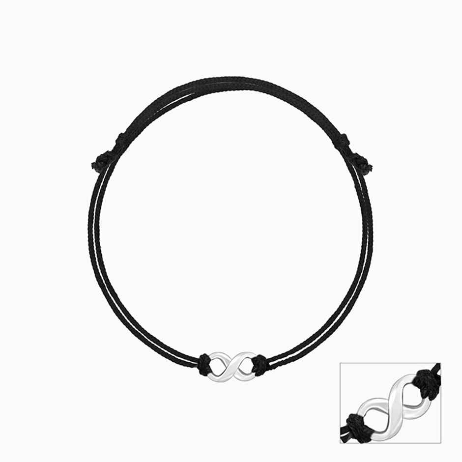 Giva Silver Infinity Black Thread Anklets