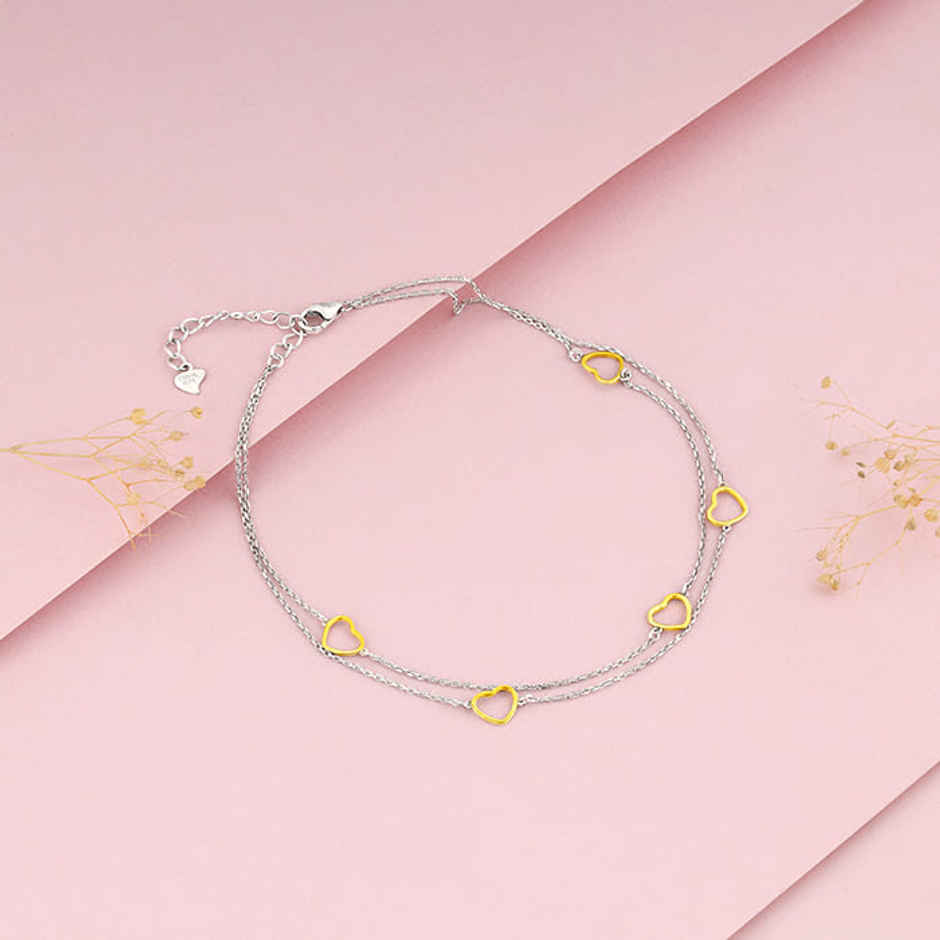 Giva Dual Tone United Hearts Anklet | A0285