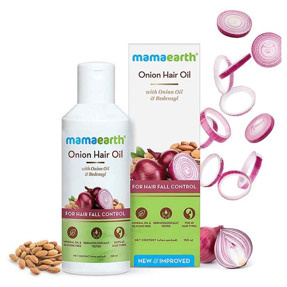 Mamaearth Onion Hair Oil For Hair Fall Control (150ml) & Mamaearth Onion Shampoo For Hair Fall Control & Hair Growth With Onion & Plant Keratin (100ml) & Mamaearth Onion Conditioner For Hair Growth & Hair Fall Control (250ml) Combo