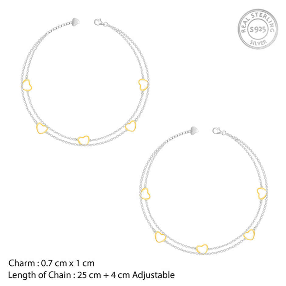 Giva Dual Tone United Hearts Anklet | A0285