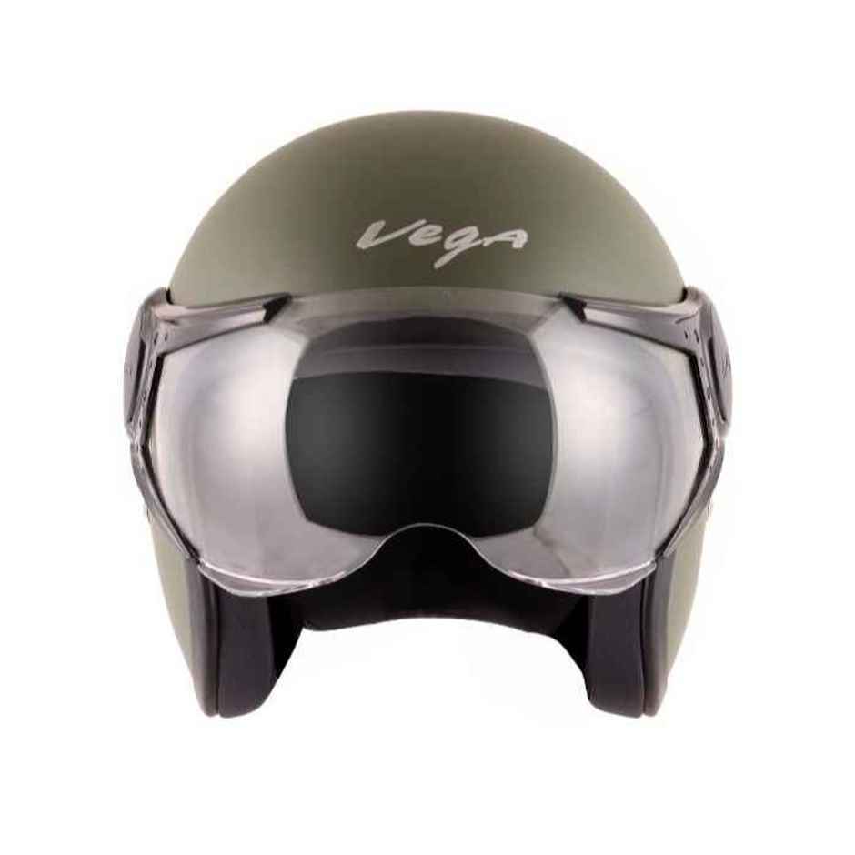 Vega Jet W/Visor Dull Army Green Helmet-L