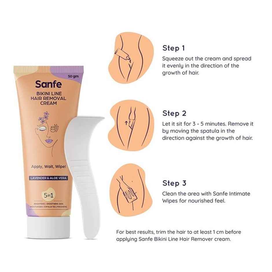 Sanfe Hair Removal Cream with Aloe Vera & Coconut Extracts Bikini Line Hair Removal