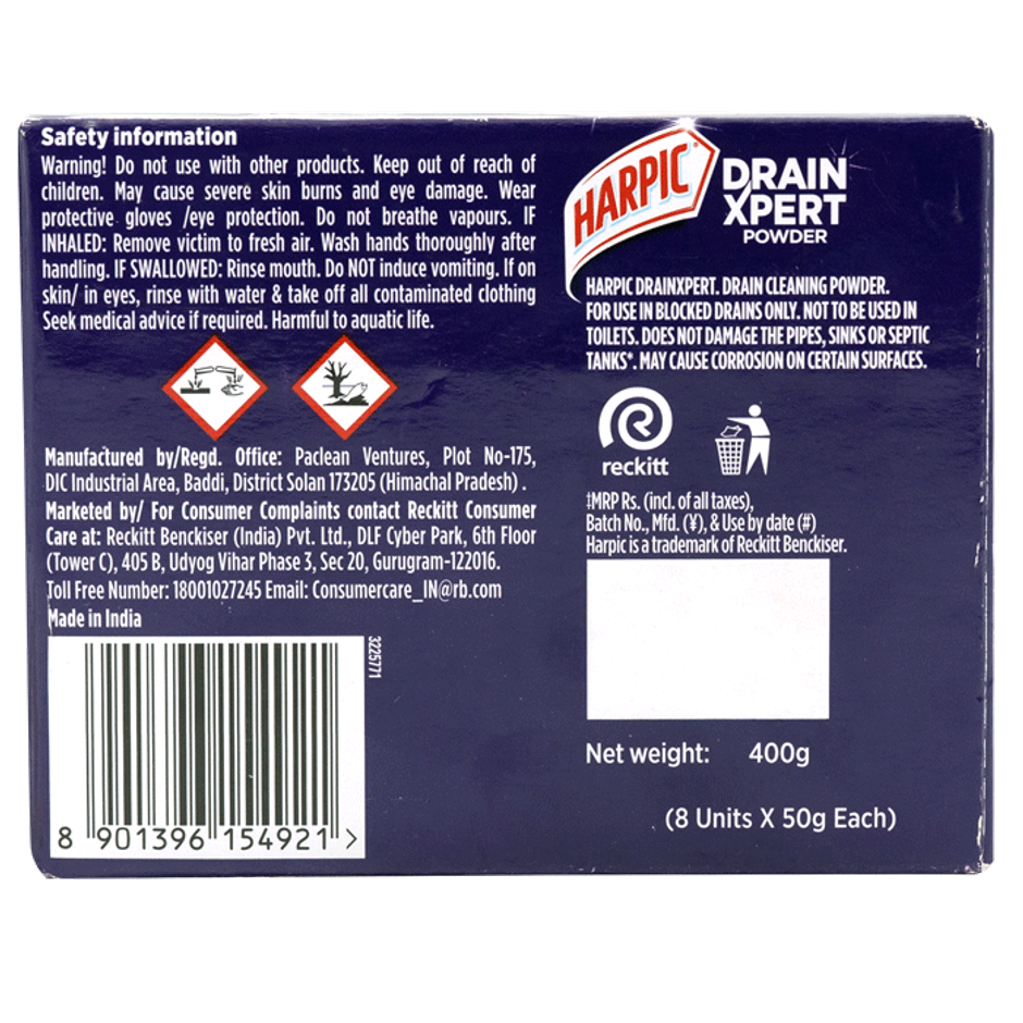 Harpic Drain Xpert Drain Cleaning Powder - 50gx8