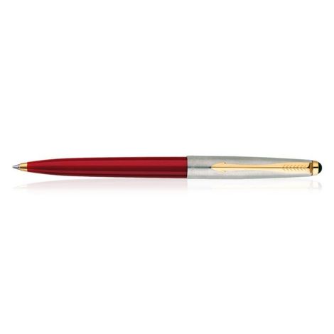Parker Galaxy Standard Gold Trim Ball Pen| Red Body Color| Ink Color | Blue