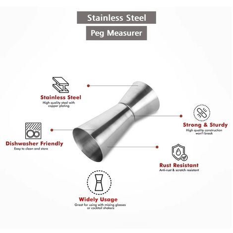 Happyware Peg Measure 30/60 ml - Stainless Steel