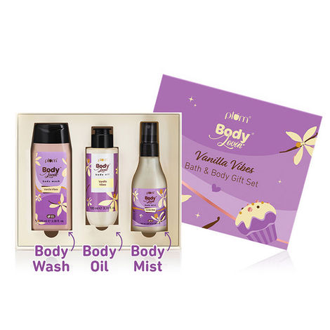Plum Bodylovin' Vanilla Vibes Bath & Body Gift Set With Body Wash, Body Mist & Body Oil