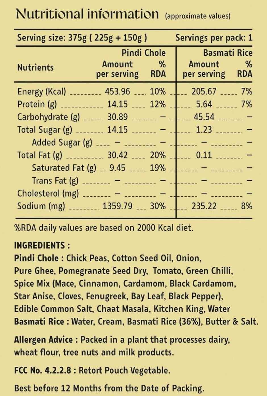 Hocco Pindi Chole Rice Combo