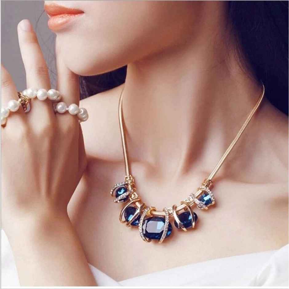 Shining Diva Fashion Latest Stylish Fancy Crystal Necklace for Women and Girls | Rrsd15574np