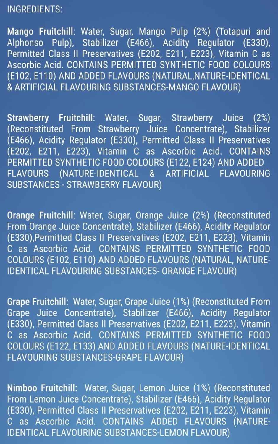 Fruitchill Ice Pops/Frozen Juice Bars Multipack- Mango, Strawberry, Orange, Nimboo, Grape