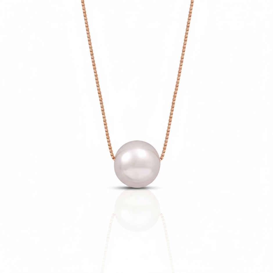 Zavya Solid Pearl Rose Gold Plated 925 Sterling Silver Pendant Necklace
