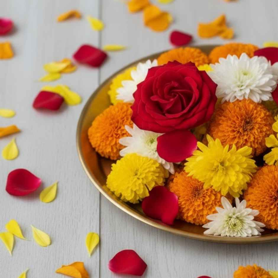 Hoovu Fresh Assorted Pooja Flowers Combo