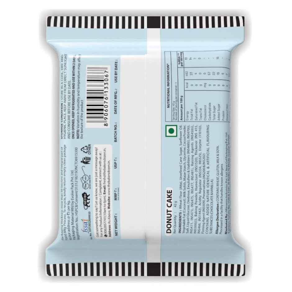 The Baker'S Dozen Zero Maida Donut Cake | Soft & Indulgent (42g) & The Baker'S Dozen Zero Maida Chocolate Brownie | Bakery Delight (55g) & The Baker'S Dozen Choco Chip Muffin | Soft & Chocolatey (45g) Combo