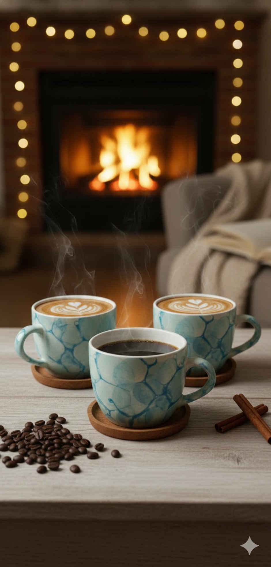 SAFFRON Ceramic Clay Marble Texture Tea and Coffee Cups | Sky Blue