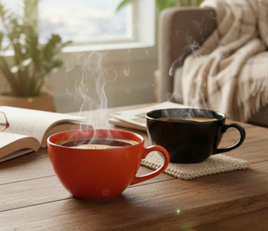 BlackCarrot Black & Orange Coffee Mug Set | Animal Bone Ash Free Porcelain