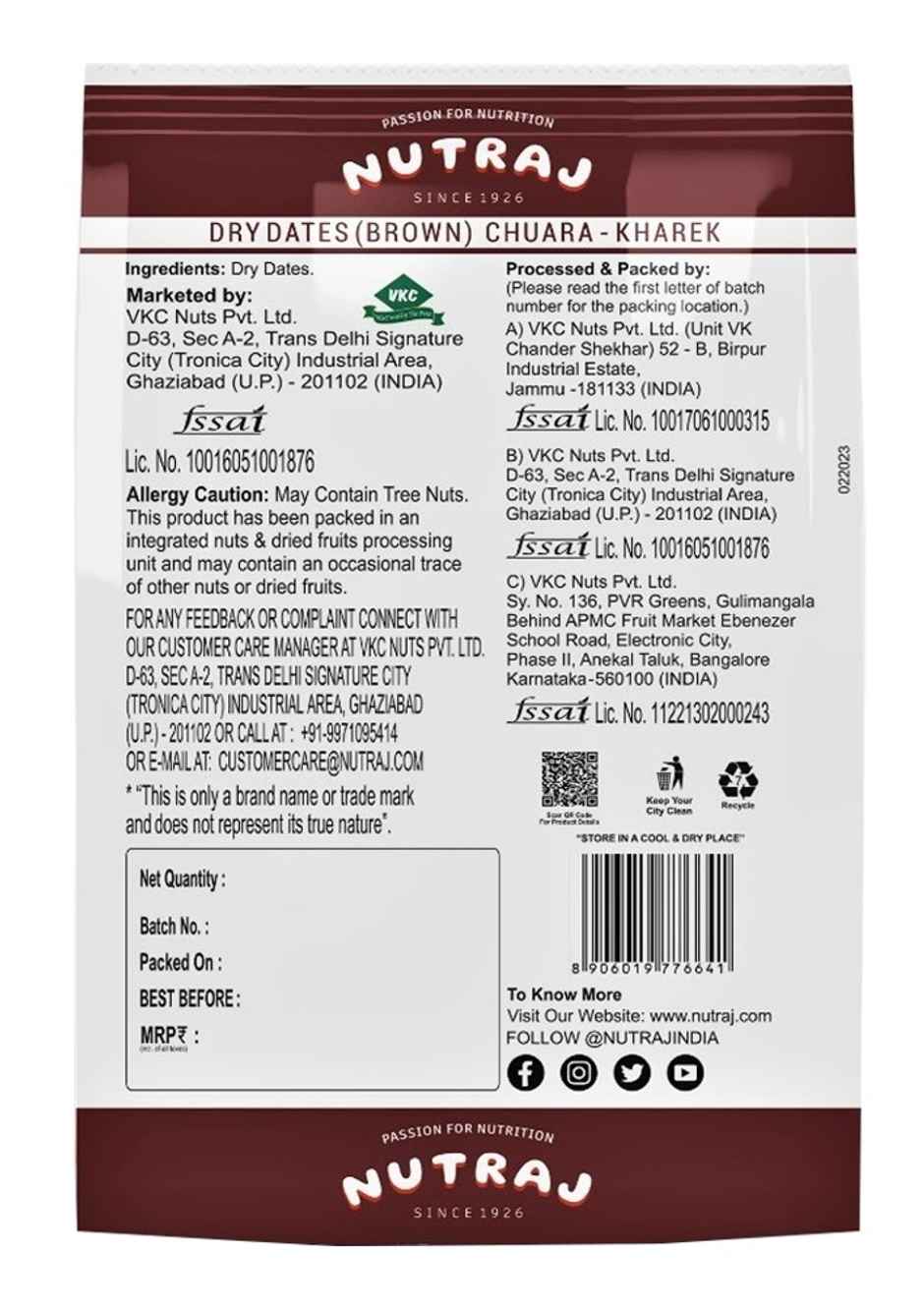 Nutraj Dried Chuara/Kharek Dates | Brown